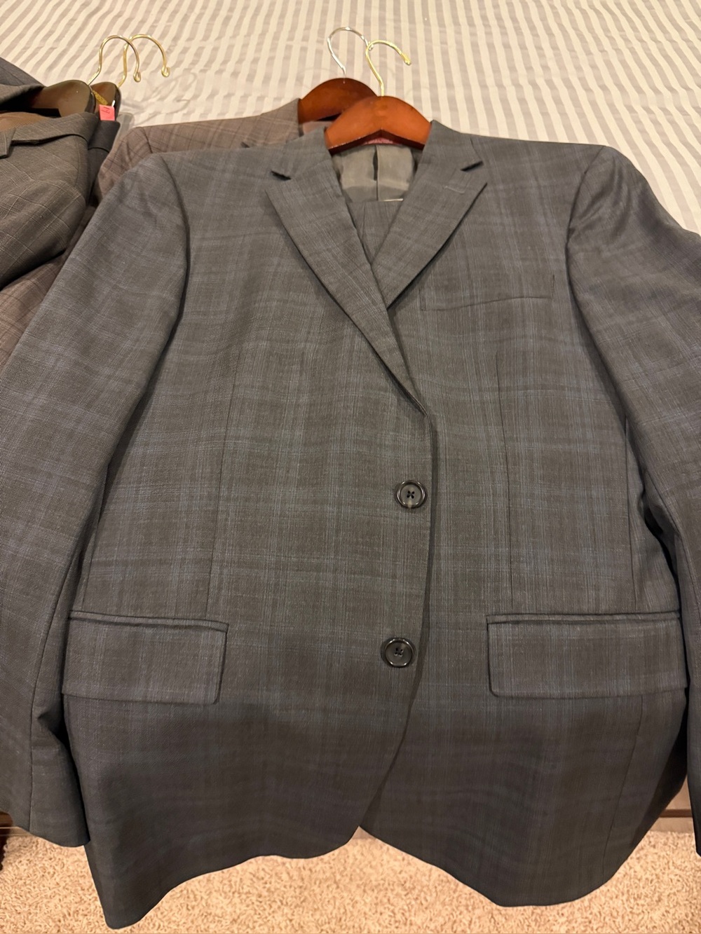 Classic Men's Gray Plaid Two-Button Blazer (Blazer ONLY).  No Pants!!